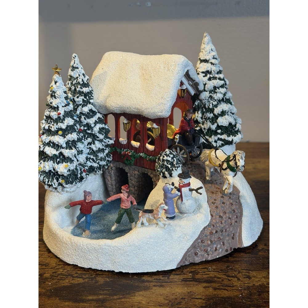 Thomas Kinkade Country Memories Teleflora Lighted Christmas Bridge VTG READ